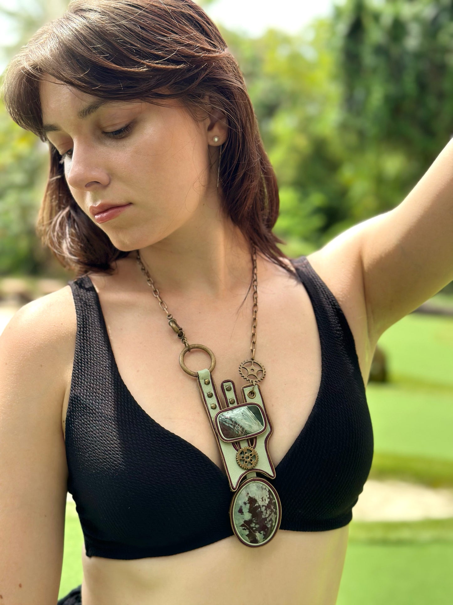 Agate Leather Necklace