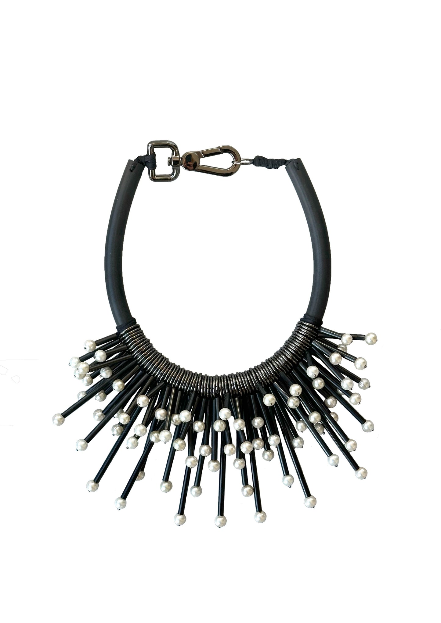 Black Metal and Pearl Necklace