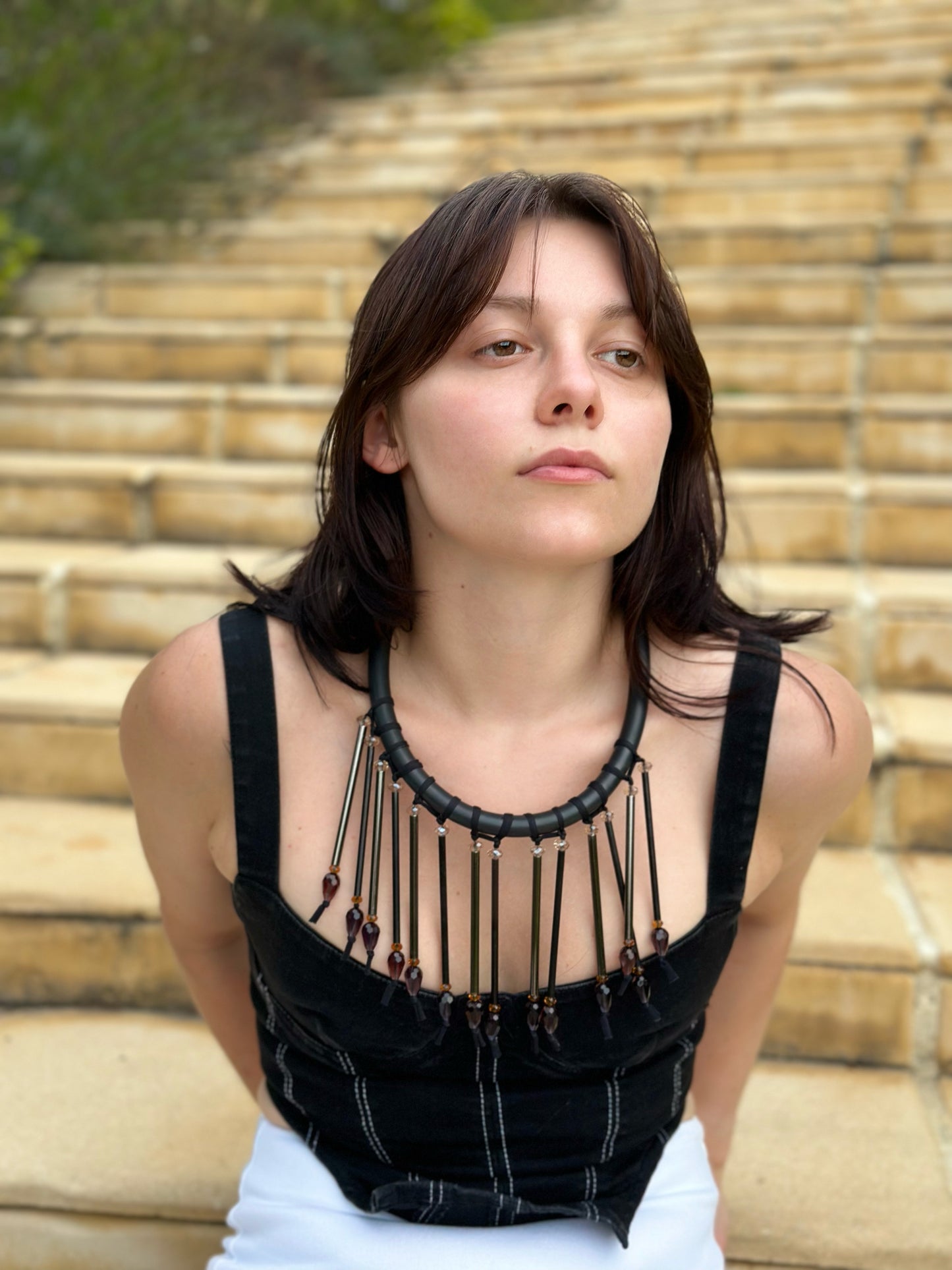 Metal and Rubber Necklace