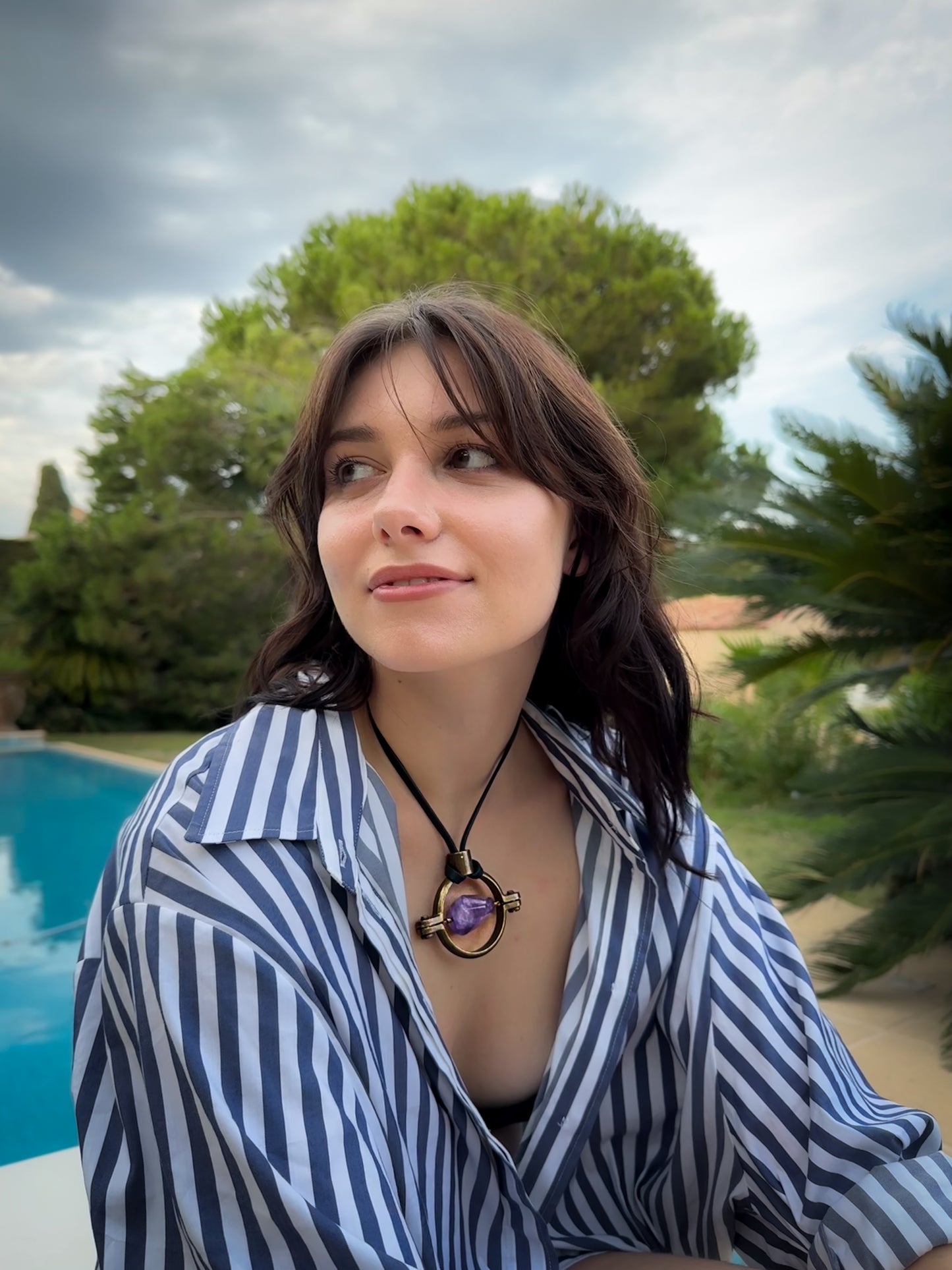 Amethyst Brass Necklace