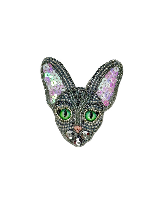 Sphynx Cat Brooch -  grey