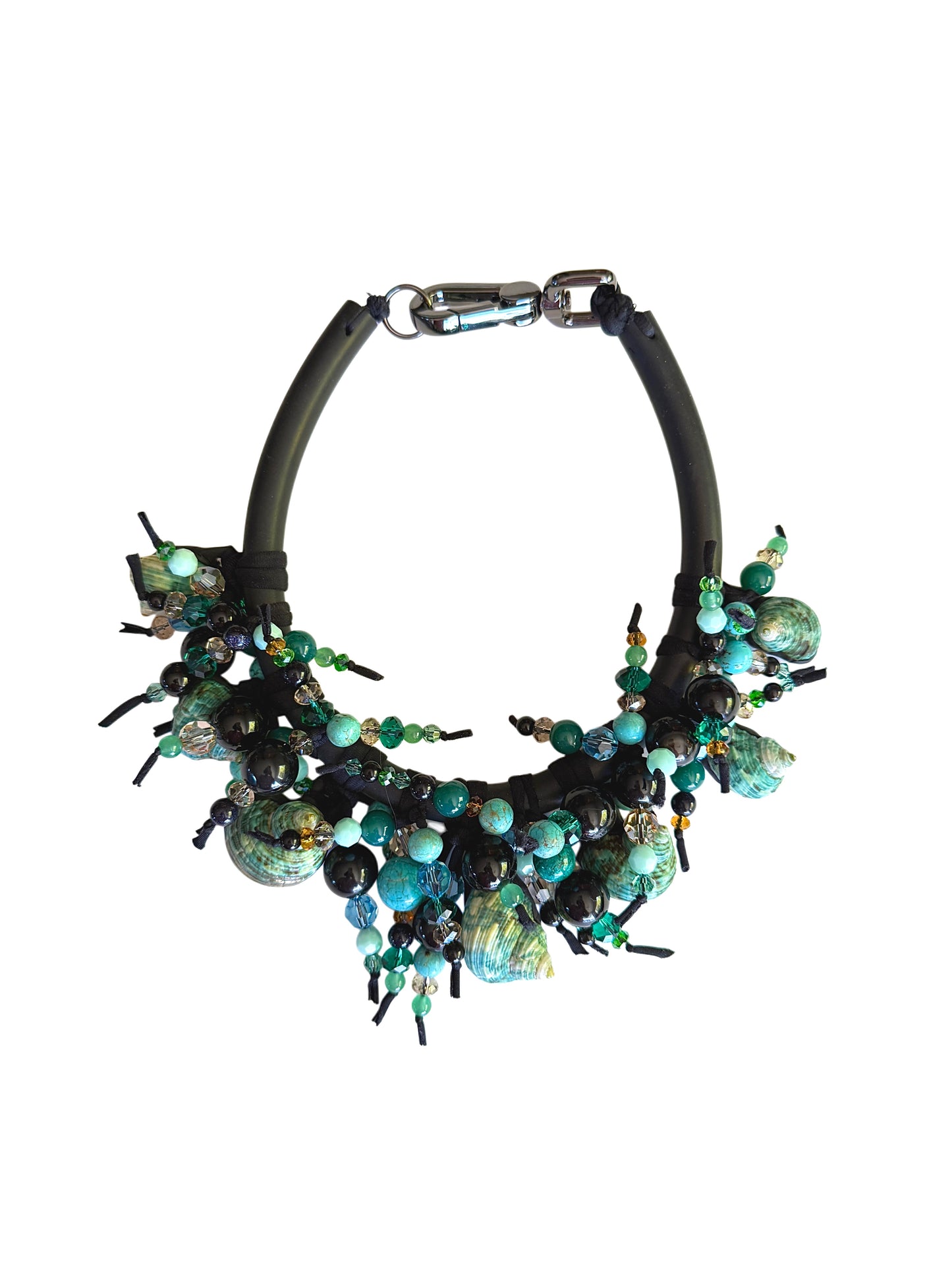 Green Shell & Gemstone Statement Necklace