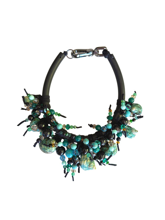 Green Shell & Gemstone Statement Necklace