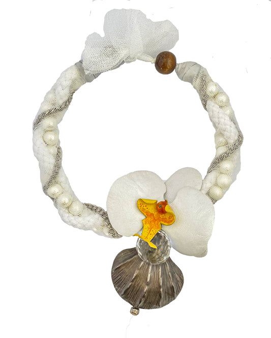 White Orchid Flower Necklace